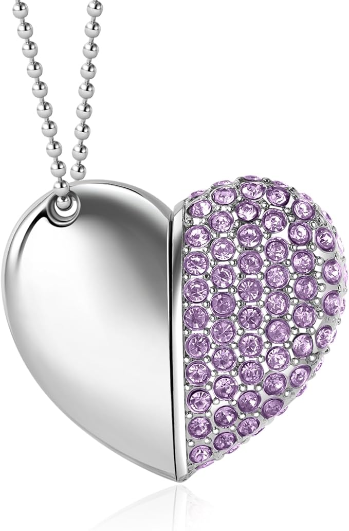 USB 2.0 Flash Drive,Cute Romantic Heart Shape USB Memory Stick,Thumb Drive for Photos, Music, Files Storage (Purple, 32, GB)