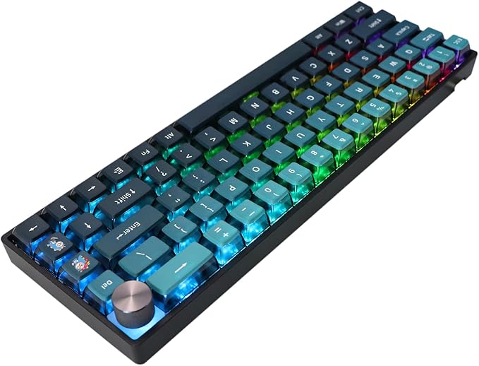 MOLGRIA SKYLOONG GK68 Blue Backlit Gaming Keyboard with Side Transparent Pudding Keycaps, Hot Swappable Red Optical Switches, Type C Wired Knob Mechanical Keyboard for Win/Mac OS