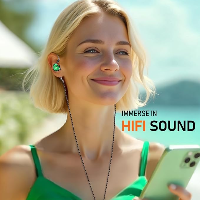 Vibes 202 Wired Earbuds - HiFi in Ear Monitor Headphones – Professional Noise Isolating Ear Buds - Clear Sound, Deep Bass & Comfort-Fit IEM Earphones - MMCX to 3.5mm, Silver Plated Cord, Carrying Case