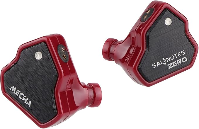 Linsoul 7Hz Salnotes Zero HiFi 10mm Dynamic Driver in-Ear Earphone IEM with Metal Composite Diaphragm Stainless Steel Faceplate Detachable 2Pin OFC Cable (Red, with Mic, 3.5mm)