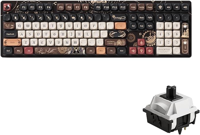 Akko Wireless Gaming Keyboard The Lord of Mysteries 5108B Plus Hot-Swappable Tri-Mode Mechanical Keyboard RGB Backlight, Piano Pre Lubed Switch