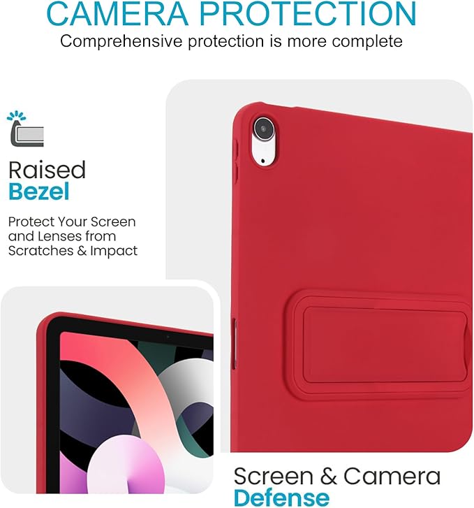 for iPad Air 11-inch M4/M3/M2 (2026/2025/2024) Case, Shockproof Protective Back Cover with Kickstand Slim Shell for Women Men, Red