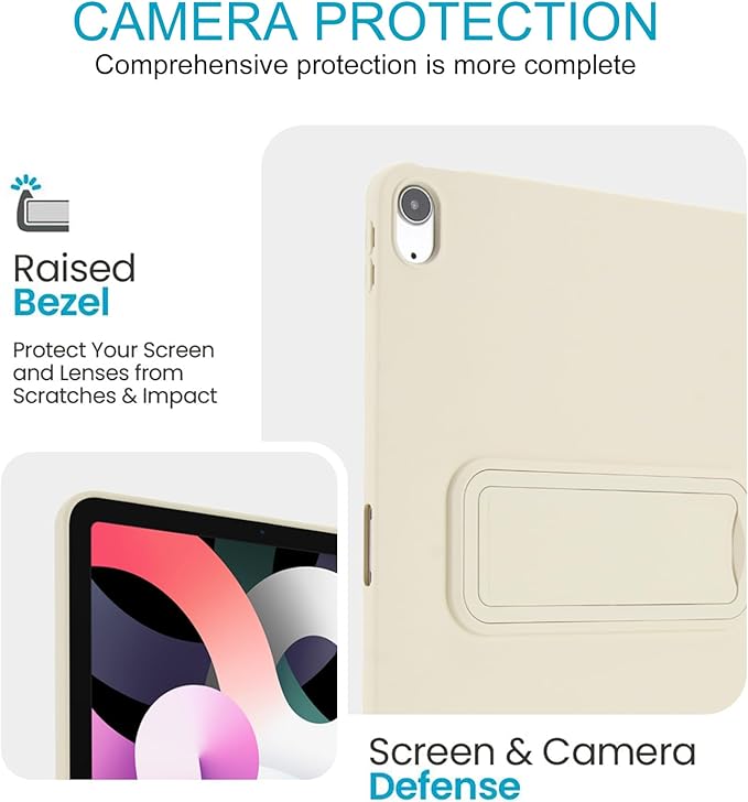 for iPad Air 11-inch M4/M3/M2 (2026/2025/2024) Case, Shockproof Protective Back Cover with Kickstand Slim Shell for Women Men, Beige