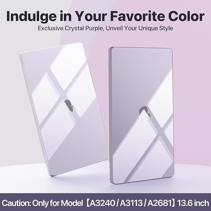Soonjet Compatible with MacBook Air 13 inch Case, Crystal Clear Shell, Fits 2022-2026 M5/M4/M3/M2 A3449 A3240 A3113 A2681, Color-Matched Transparent Design for All MacBook Air 13.6 inch