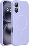 Miracase Magnetic for iPhone 16 Plus Case, [Soft Anti-Scratch Microfiber Lining], Magnetic for MagSafe, Liquid Silicone Shockproof Drop Protection Phone Case for 16 Plus,Light Purple