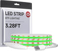 BTF-LIGHTING FCOB COB FOB LED Strip Lights 5V USB Powered 3.28FT 320LEDs Green Color 8mm Width Dimmable CRI 90+ with 3M Tape Flexible High Density for 3D Printer TV Backlight PC DIY Decor