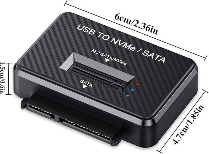 M2 NVMe SATA SSD Enclosure Hard Drive Reader USB 3.2 Gen 2 10Gbps External SSD Reader for 2.5" HDD SSD M.2 NVMe SATA (M Key&M+B Key),Support Sizes 2230 2242 2260 2280 22110