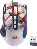 Redragon M612AK PRO RGB Anime Gaming Mouse, 8000 DPI Wired/Wireless Optical Mouse with 9 Programmable Buttons & 7 Backlit Modes, BT & 2.4G Wireless, Software Supports DIY Keybinds Rapid Fire Button