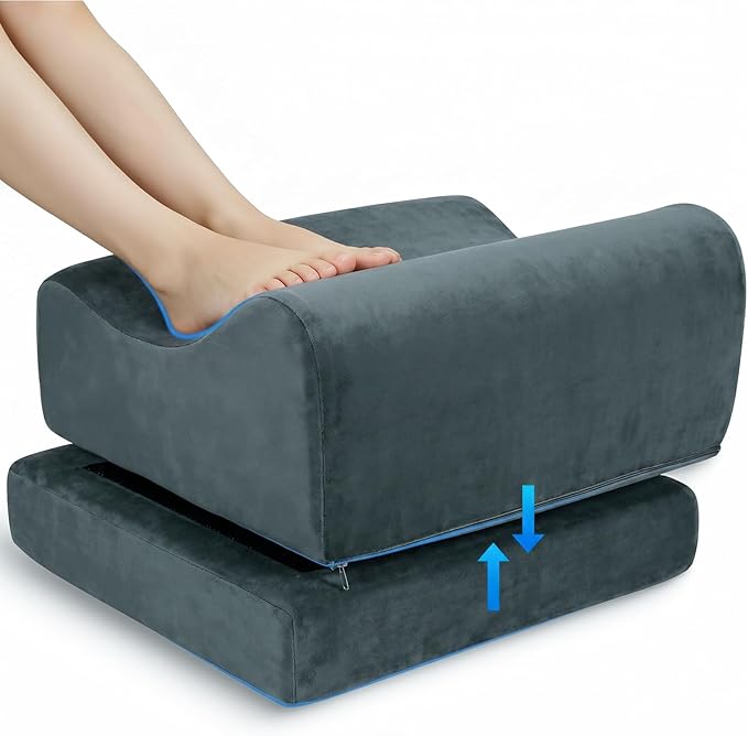 Foot Rest Placed Under The Desk, Adjustable-Height Footstool that Supports The Feet and Lifts The Legs, Thereby Relieving Physical Fatigue, The Bottom is Anti-Slip and Does Not Easily Move