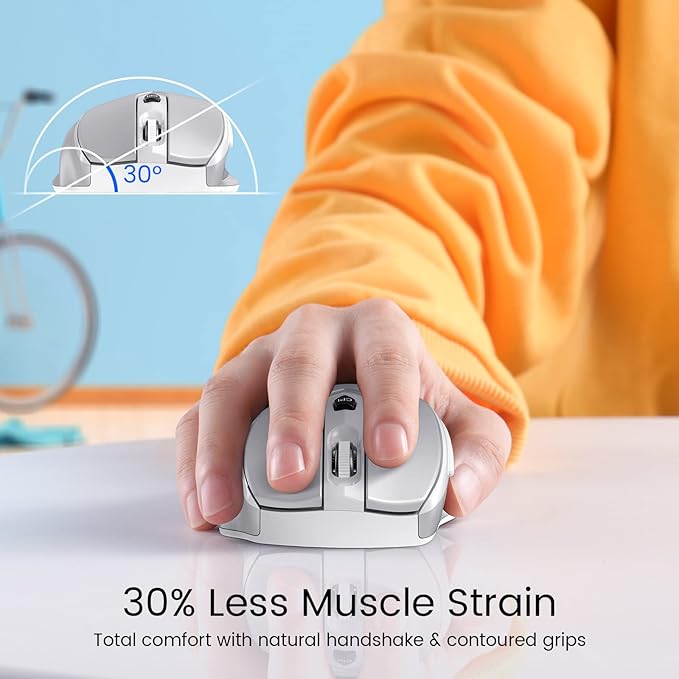 HOTWEEMS D-09 Wireless Mouse for Laptop - Ergonomic Plus Computer USB Cordless Mice, Ergo Grips, Lightspeed 5-Level 2400 DPI, 16 Months Battery Life, Portable for PC Mac Chromebook, 6 Button, Mithril