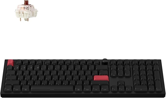 Keychron Q6 Max QMK/LAUNCHER Wireless Bluetooth/2.4 GHz/USB-C Wired Custom Mechanical Keyboard, Full Size Programmable Knob RGB Backlit Hot-Swappable Gateron Brown Switch for Mac Windows Linux - Black