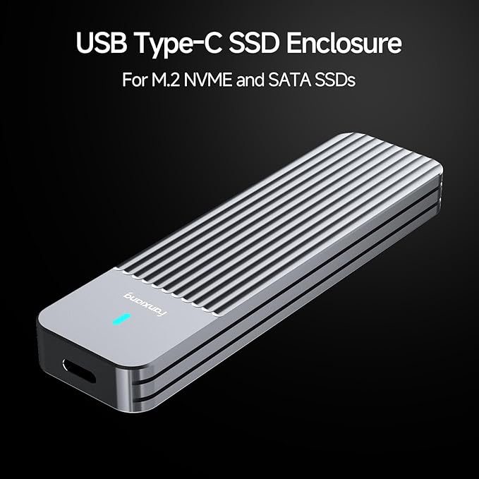 fanxiang SSD Enclosure, USB 3.2 Gen 2 (10 Gbps), M.2 NVME/SATA SSD Enclosure, USB Adapter/Reader, Solid State Drive External Enclosure, Supports M and B+M Keys and Size 2230/2242/2260/2280 SSDs, MD87