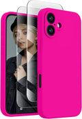 FireNova Designed for iPhone 16 Plus Case, Silicone Upgraded [Camera Protection] Case, Soft Anti-Scratch Microfiber Lining Inside, 6.7 inch, Hot Pink