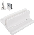 Vertical Laptop Stand [New Version: Two More Rubber Pads & Hex Key Storable Design] ABS Plastic Adjustable Dock up to 15 inch PC Desk Space Saver for MacBook/Surface/iPad/mini PC (White)