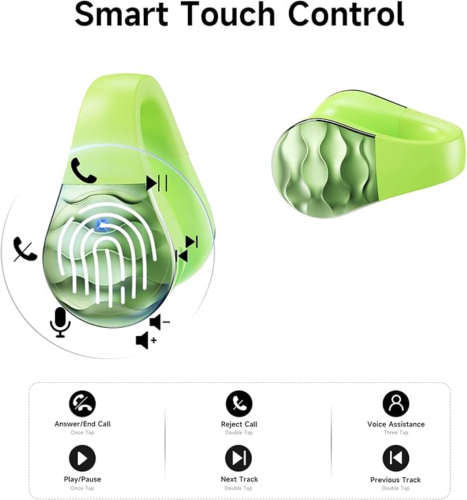 aigo Open Ear Earbuds, Wireless Bluetooth Earphone, Clip on Headphones, Over The Ear Earbuds for Fitness Running Gym Workouts, Built-in Mic, Wireless Charging, Volt Yellow Headset