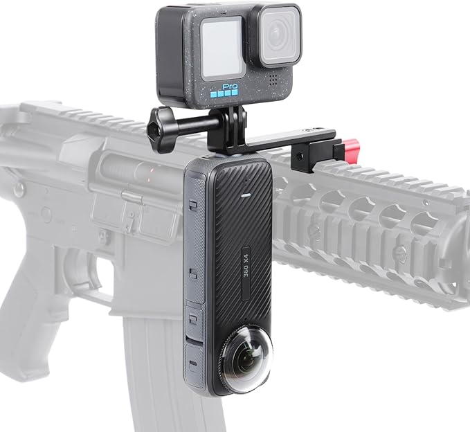 SEASKY Aluminum Gun/Airsoft Picatinny Rail Mount Adapter Holder for Gopro Hero 12/11/10/9 DJI Action 4/3/2 Insta360 G03 Sports Camera Accessories Hunting POV/Vlog Wargame (GM01)