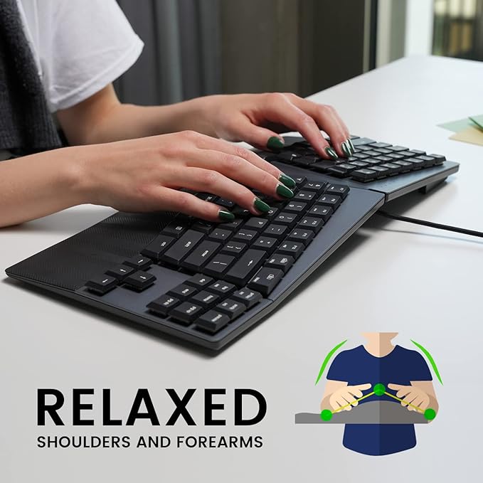 Perixx PERIBOARD-335RD Wired Ergonomic Mechanical Compact Keyboard - Low-Profile Red Linear Switches - Programmable Feature with Macro Keys - Compatible with Windows and Mac OS X - US English