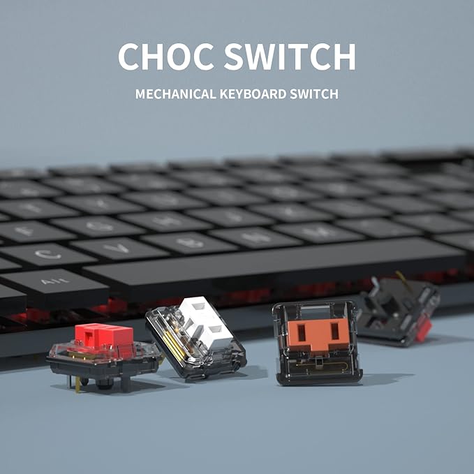 KAILH Official Store Low Profile Switch 1350 Chocolate Mechanical Keyboard Switch RGB SMD Clicky (30, Choc White)