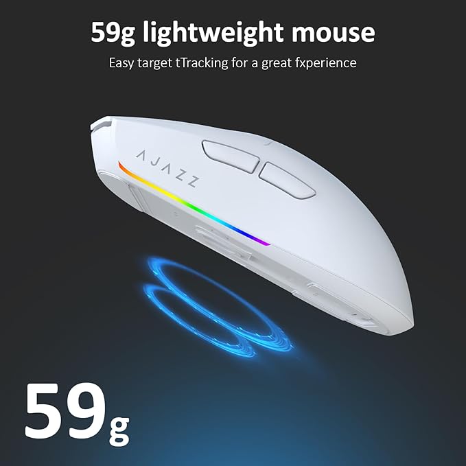 AJ139PRO Dual-Mode 2.4G/Wired Gaming Mouse, 59g Lightweight Design, PAW3395 Sensor, 26K DPI, 300mAh Battery with 40-Hour Battery Life for Windows, Mac Gamer.