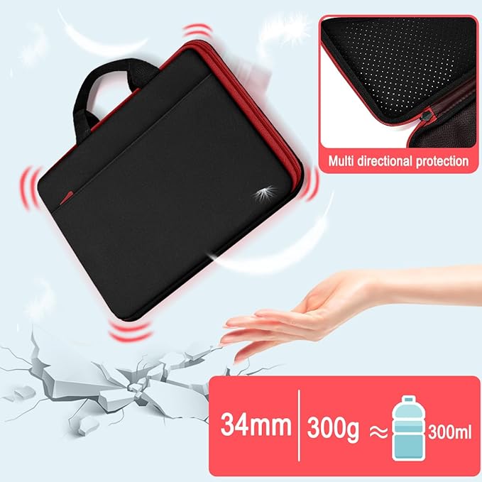 Hseok Laptop Case 13.3-14 Inch Sleeve,TSA Shockproof Computer Handbag,Compatible with MacBook Neo/Pro 14 M5/M4/M3/M2/M1,All Models 13.3" MacBook Air/Pro,XPS 13/14,Most 13-14 Notebooks,Red Edge
