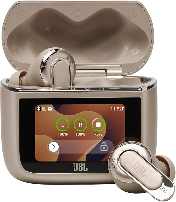 JBL Tour Pro 3 - True Wireless Noise Cancelling Earbuds with Smart Charging Case, Legendary Pro Sound with Hybrid Dual-Driver, Spatial 360 Sound with Head Tracking (Latte)