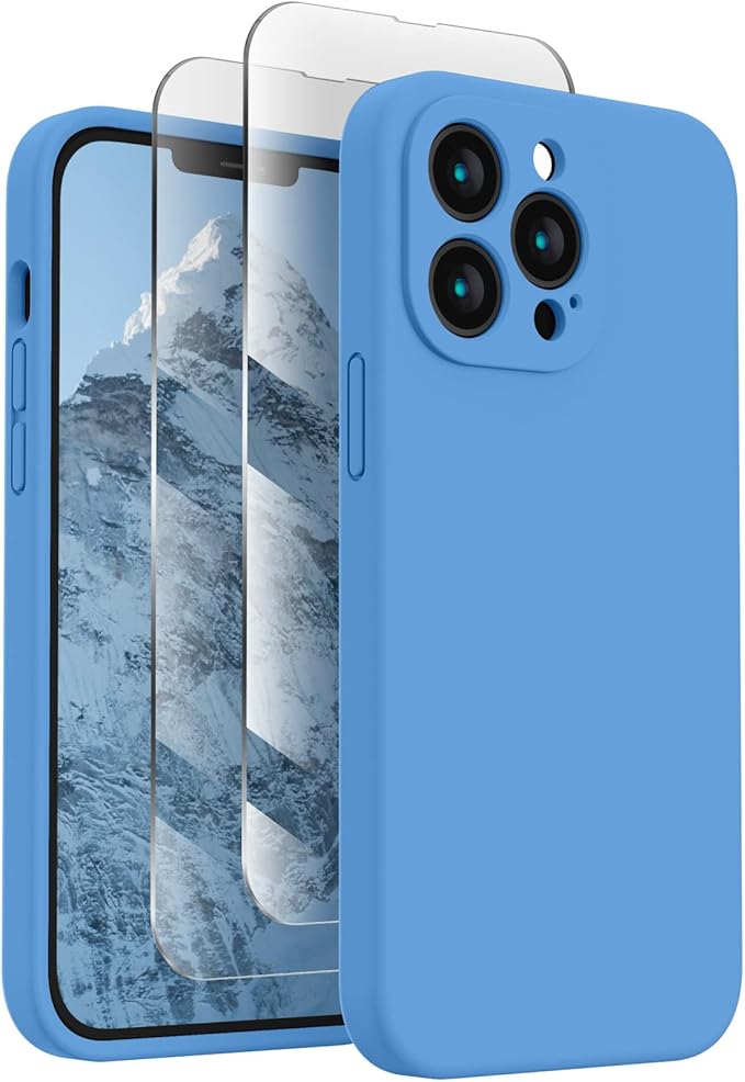 FireNova Designed for iPhone 13 Pro Case, Silicone Upgraded [Camera Protection] Phone Case, Soft Anti-Scratch Microfiber Lining Inside, 6.1 inch, Blue