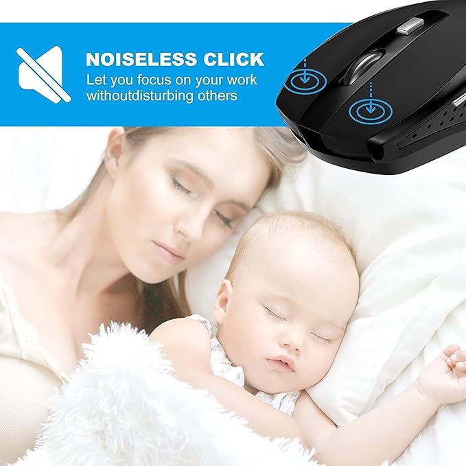Guiheng 2 Pack Wireless Mouse, 2.4Ghz Wireless Mouse Computer Mouse1200,6 Buttons with Nano Receiver for Laptop,PC,Chromebook,Computer,Notebook,Office (Black)
