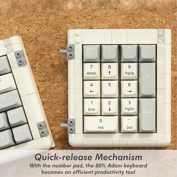 KBDcraft 01Adam 60% Mechanical Keyboard, 64-Key ANSI, Lego-Compatible Case, Gasket Mount, Hot-swappable, Wired, Linear Switch, RGB, QMK, Vial for Win/Mac, Full Kit (Grey)