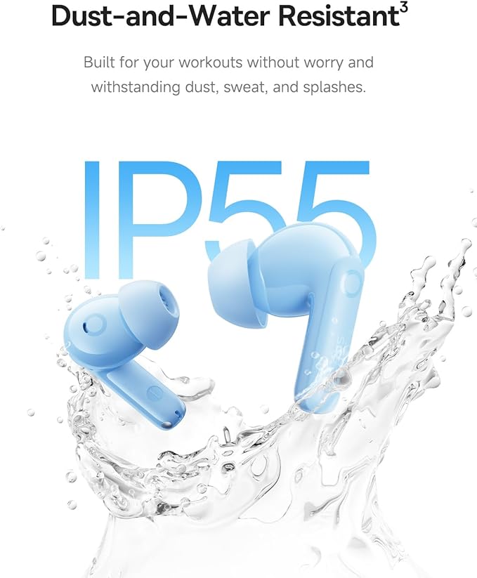 Baseus Bass BP1 Pro Noise Cancelling Wireless Earbuds, Real-Time Adaptive Noise Cancelling, Adaptive Active EQ, LDAC Hi-Res Sound, 6-Mic AI Clear Calls, 55H Playtime, IP55 Waterproof, Bluetooth 6.0