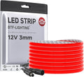 BTF-LIGHTING FCOB COB 3mm Width UL Listed Super Narrow Flexible Uniform LED Strip Light Red Color 16.4FT DC12V CRI 90+ Dimmable LED Ribbon for Kitchen Home Indoor Decor(No Adapter or Controller)