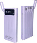 Portable Charger with Built in Cables,Mandarooker 10000mAh Power Bank with LED Lamp Fast Charging USB C External Battery Pack Phone Charger with LED Display for iPhone, Samsung and Cell Phones(Purple)