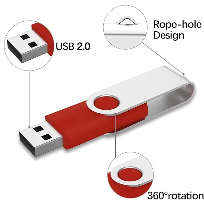 KEXIN 8GB Flash Drive 5 Pack Thumb Drive USB Flash Drive Jump Drive USB 2.0, 5 Colors (Black, Blue, Green, White, Red)