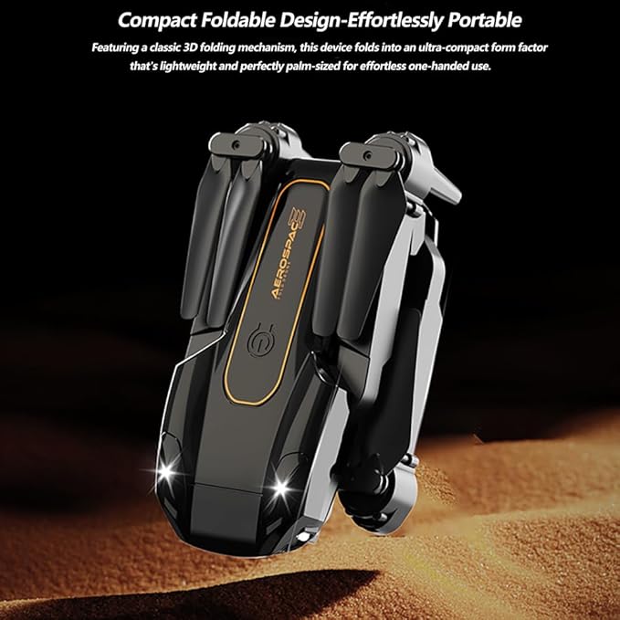 QIDUHUQI Drone with 1080P Camera, Christmas Mini Foldable Drone for Adults and Beginners, Headless Mode, Altitude Hold, One Key Start/Landing, 360° Flips, Speed Adjustment (Champagne Gold)