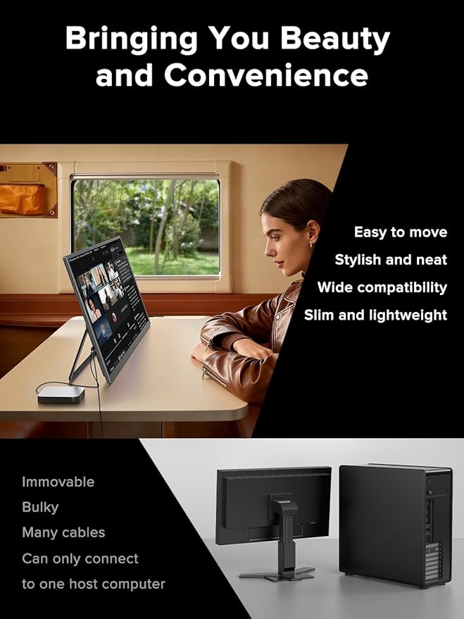 UPERFECT Portable Monitor 27”, Dual Mode 4K UHD 144Hz/FHD 288Hz Gaming Monitor, 0.1ms FreeSync, 600 Nits, 125% sRGB, USB-C & HDMI 2.1 & DP 1.4, Large Second Screen for Laptop, Computer, Game Consoles