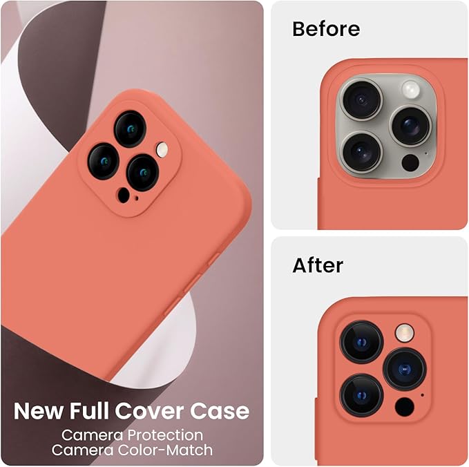 FireNova Designed for iPhone 15 Pro Case, Silicone Upgraded [Camera Protection] Phone Case, Soft Anti-Scratch Microfiber Lining Inside, 6.1 inch, Pink Pomelo