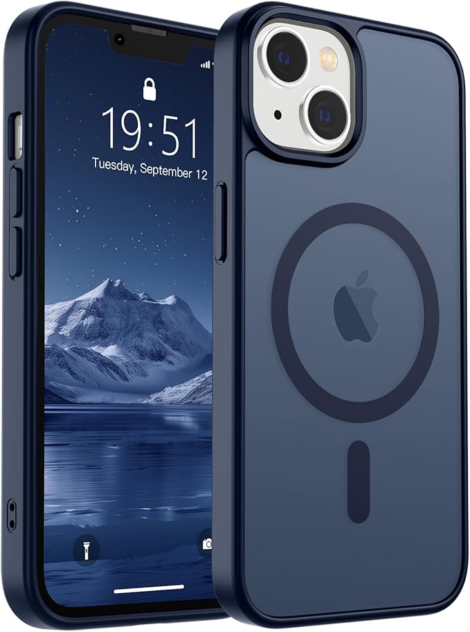 SUPFINE Magnetic for iPhone 15 Plus Case & iPhone 14 Plus Case (Compatible with MagSafe)(Military Grade Drop Protection) Translucent Shockproof Phone Cover,Dark Blue