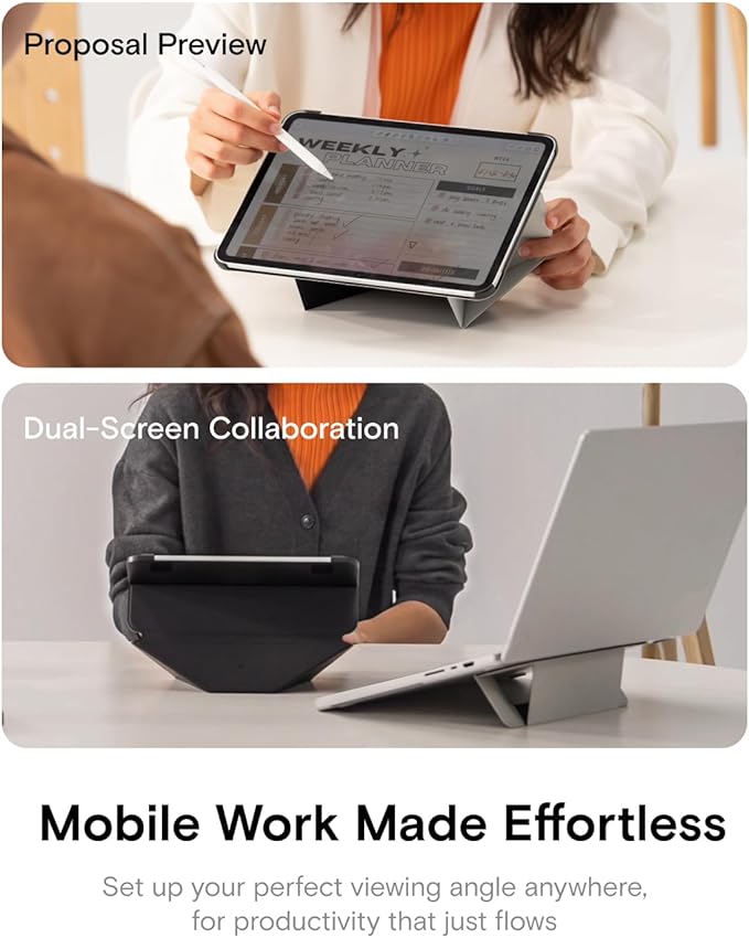 MOFT Dynamic Folio Case for iPad Pro 12.9"(6th/5th/4th/3rd Gen. 2022/2021/2020/2018)-[Reinforced Corner Protection] Stable Slim Magnetic Stand with 20+ Viewing Angles, Misty Cove x Jet Black