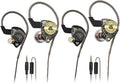 Wired Gaming Earbuds 2 Pack, Ak3file in Ear Monitors, Deep Bass Sound Wired Earbuds, HiFi in Ear Headphones with 1DD 10mm Dynamic Driver, IEM for Music Gaming Video Calling (Black+Black)