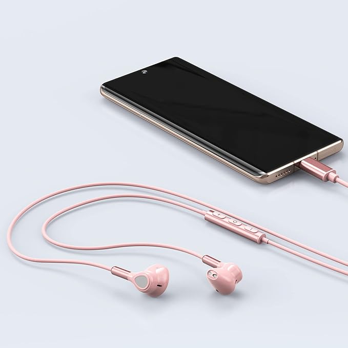 USB C Headphones for Samsung Galaxy S26 S25 S24 S23 S22 S21 S20 A56 A17 A16 Wired USB C Earbuds with Mic Volume Control Earphones USB Type C Headphones for iPhone 17 16 15 Pro Max Plus iPad 10 Pixel