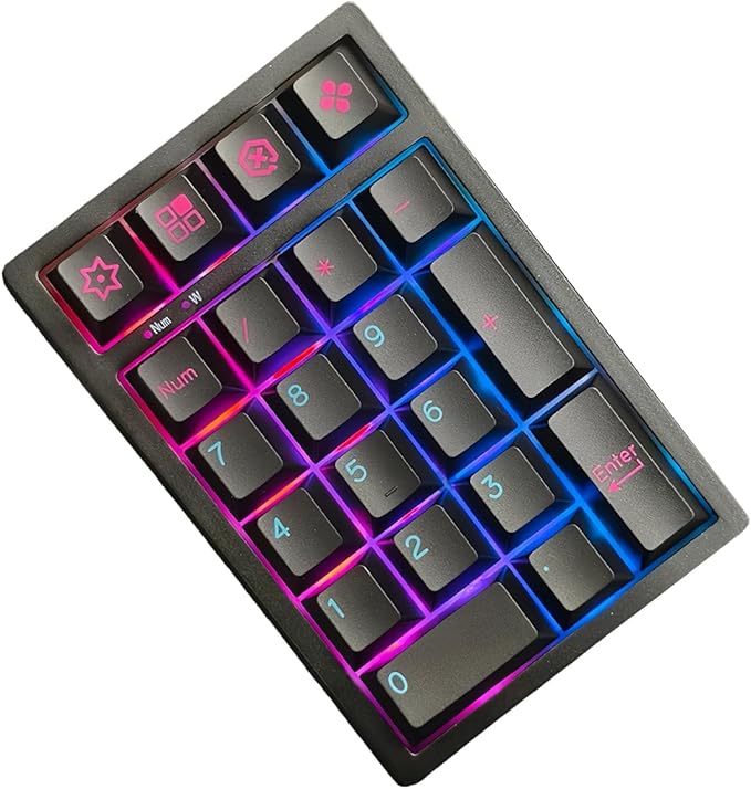 BOYI TD21 Hot Swap Numpad,21 Keys Mini Numpad Portable Keypad Bluetooth5.0/2.4G/Wired Number Pad Keyboard PBT Keycaps RGB Backlit Type-C Mini Keyboard (Cool Black Cherry Keycaps)