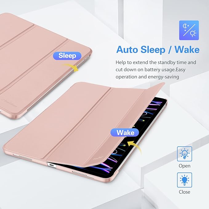 ProCase for iPad Pro 11 Inch Case 2022/2021/2020/2018(4th/3rd/2nd/1st Generation), iPad Pro 11" Slim Stand Hard Back Cover Shell Smart Folio Compatible with Pencil/Support Auto Wake/Sleep -Pink