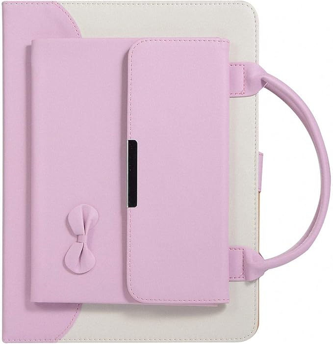 Handbag Case for iPad mini 7.9" Series (Mini 1/2/3/4/5 Generation), Techcircle Cute Bowknot Pocket [Magnetic Closure] Wallet Folio Stand Double Handle PU Leather Carrying Case, Auto Sleep/Wake, Pink