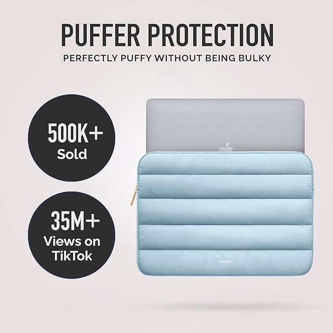 Vandel The Original Puffy Laptop Sleeve Case, 13-14 inch Laptop Sleeve Bag Case 13.3 Inch, Compatible with MacBook Air 13, Pro 14/13 iPad Pro 12.9, HP Dell ASUS, Computer Bag Cover