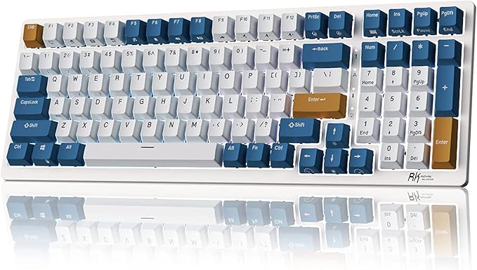 RK ROYAL KLUDGE RK98 Wireless Mechanical Keyboard, 100 Keys 98% Layout with Custom Switches Hot Swappable, Tri-Mode BT5.1/2.4G/USB-C Full Size Gaming Keyboard with Numpad RGB, Brown Switch