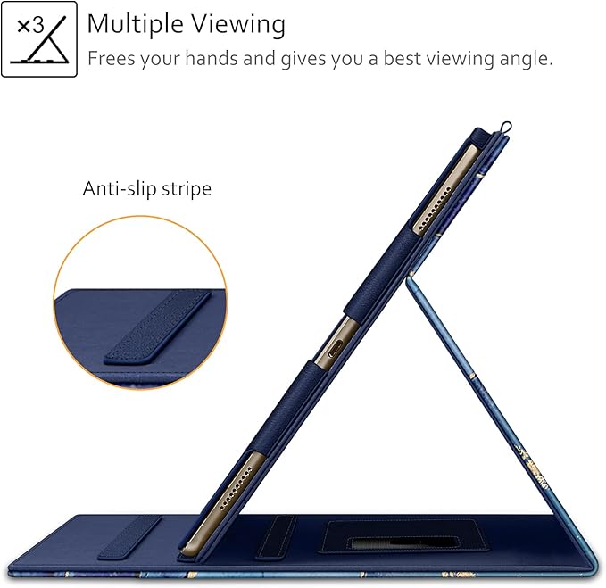 Fintie Multi-Angle Case, 2017/2015 iPad Pro 12.9 inch (Old Model) 1st & 2nd Gen Case - [Corner Protection] Folio Stand Cover with Pencil Holder & Pocket, Auto Wake/Sleep, Ocean Marble