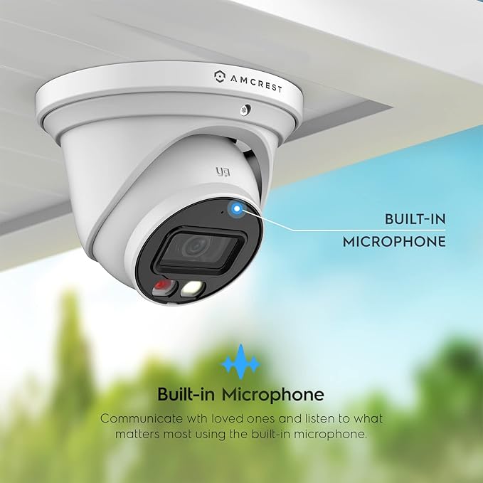 Amcrest UltraHD 4K (8MP) IP PoE AI Camera, 49ft Nightcolor, Security Outdoor Turret Camera, Built-in Microphone, Human Detection, Active Deterrent, 129° FOV, 4K@15fps IP8M-2779EW-AI (White)