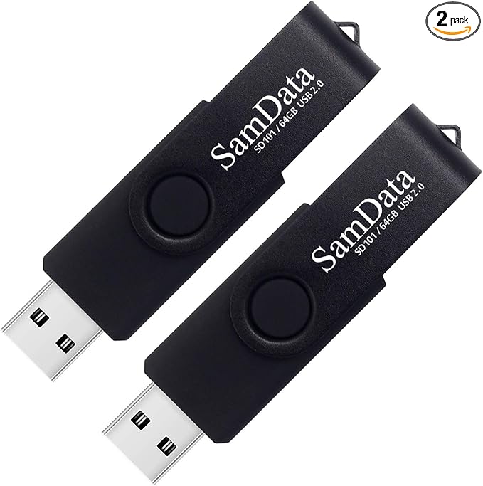 SamData 64GB USB Flash Drives 2 Pack 64GB Thumb Drives Memory Stick Jump Drive with LED Light for Storage and Backup (2 Pack Black)