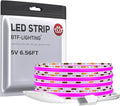 BTF-LIGHTING FCOB COB FOB LED Strip Lights 5V USB Powered 6.56FT 640LEDs Purple Color 8mm Width Dimmable CRI 90+ with 3M Tape Flexible High Density for 3D Printer TV Backlight PC DIY Decor