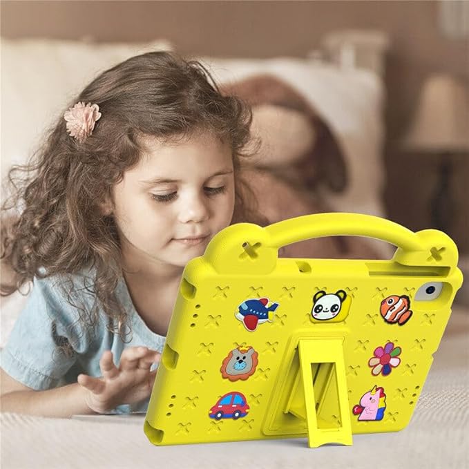 AKABEILA Compatible with Lenovo Tab M10 Plus(3rd Gen) 10.6 (2022)/Huawei MatePad Pro 10.8 (2019/2021)/SE 10.4(2023)/Samsung Tab A8 10.5 Tablet Case, Kids Case with Shoulder Strap - Yellow