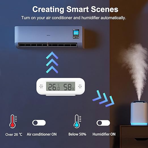 Smart Digital Thermometer Hygrometer, WiFi Indoor Temperature Humidity Sensor with App Alerts, Mini Room Temperature Meter with Data Storage and Export, Compatible with Alexa. 1PCS